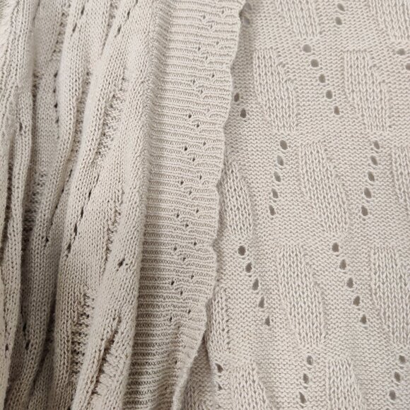 Classic Editions Women's Cardigan Size L Beige Cotton Knit Openwork Casual Daily - Picture 3 of 8